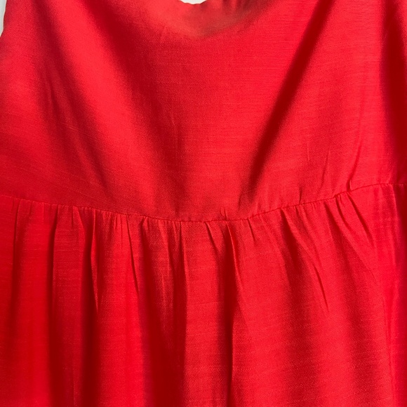 Heatherly Red Tiered Maxi Dress with Lace-Up Front (MP) - Picture 3 of 4